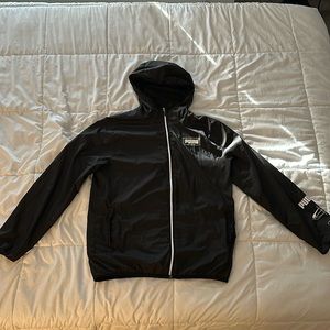 Puma raincoat men’s, size small, color black on white